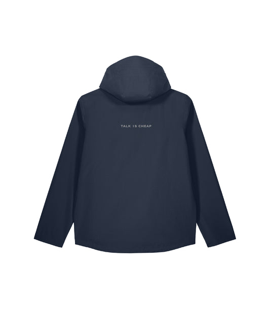 Talk Is Cheap Water-Repellent Functional Jacket in Navy, Rückansicht